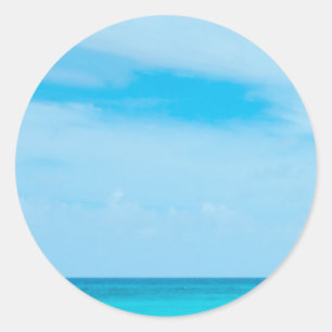 Sticker Rond Blue Sky Sea Clouds Élégant Modèle noir branch