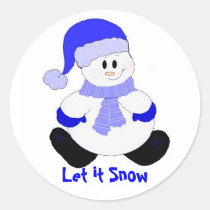 Sticker Rond Blue Snowman
