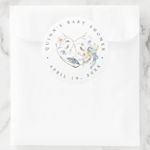 Sticker Rond Blue Spring Easter Remerciement pour Baby Shower