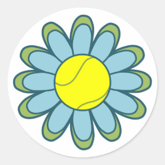 Sticker Rond Blue Tennis Girl