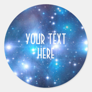 Sticker Rond Blue Universe Stars + vos idées