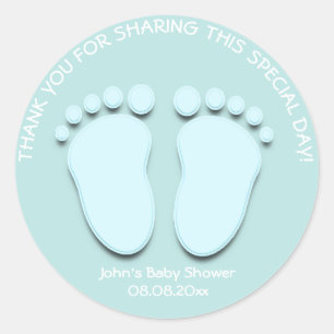 Sticker Rond Blue Water Pieds Baby shower Favoriser Cadeau Reme