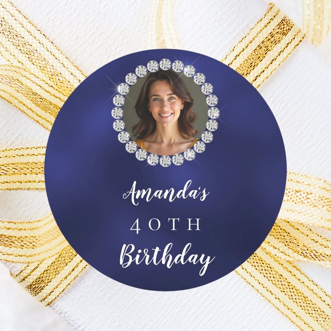 Sticker Rond Blue white photo diamonds (Créateur téléchargé)