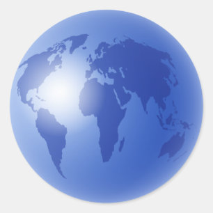 Sticker Rond Blue World Globe