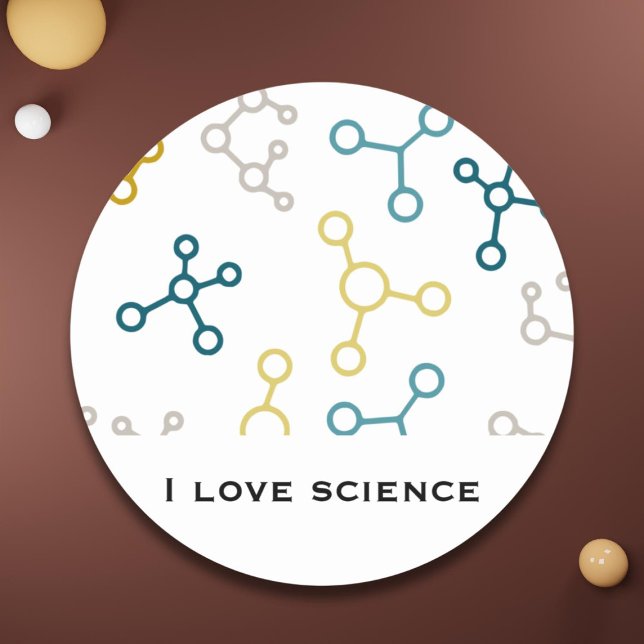 Sticker Rond Blue Yellow Science Molecules papeterie personnell (Créateur téléchargé)