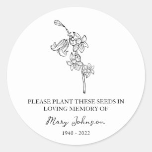 Sticker Rond Bluebell Memorial Funeral Seed Packet