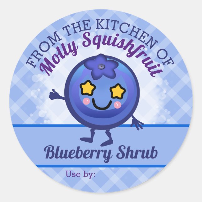 Sticker Rond Blueberries bleuet tarte aux fruits confiture étiq (Devant)