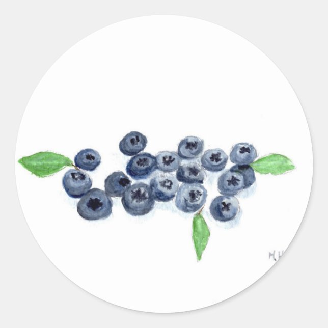 Sticker Rond Blueberries fruits cuisine aquarelle nourriture ru (Devant)