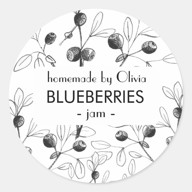 Sticker Rond Blueberry Blueberry à l'aquarelle moderne (Devant)