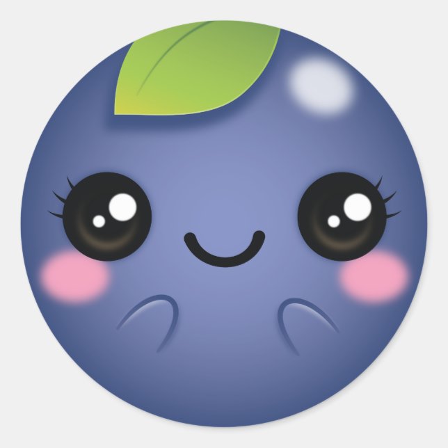 Sticker Rond Blueberry de Kawaii (Devant)