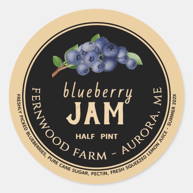 Sticker rond Blueberry Jam classique (Devant)