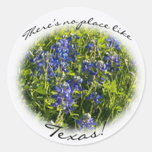 Sticker Rond Bluebonnet "Il n'y a pas d'endroit comme le Texas"