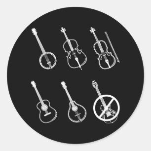 Sticker Rond Bluegrass Music Vintage Banjo Mandolin Fiddle