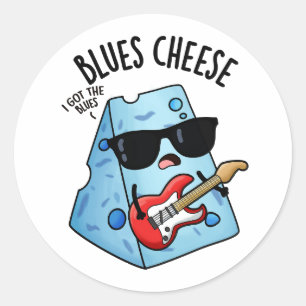 Sticker Rond Blues Fromage amusant Puns de nourriture
