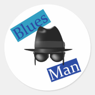 Sticker Rond Blues Man