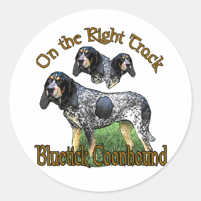 Sticker Rond Bluetick Coonhound Dons (Devant)