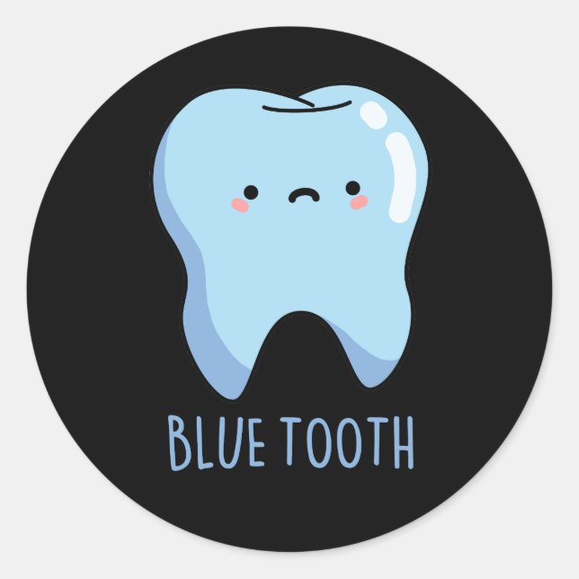 Sticker Rond Bluetooth Funny Technique Blue Tooth Pun Dark BG (Devant)
