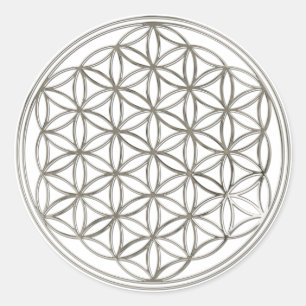 Sticker Rond Blume des Lebens / Fleur de vie   argent gros