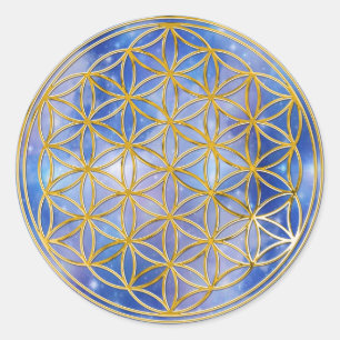 Sticker Rond Blume des Lebens   klein ciel BG