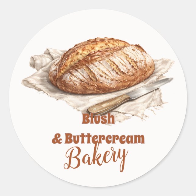 Sticker Rond Blush Artisan Bread Bakery Business (Devant)