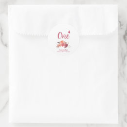 Sticker Rond Blush Floral Aquarelle Un Premier Anniversaire