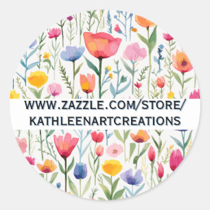 Sticker Rond Blush Floral Botanique à l'aquarelle