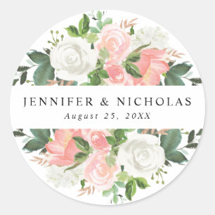 Sticker Rond Blush Floral de printemps   Mariage