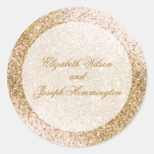 Sticker Rond Blush Gold Parties scintillant Sparkle Mariage élé