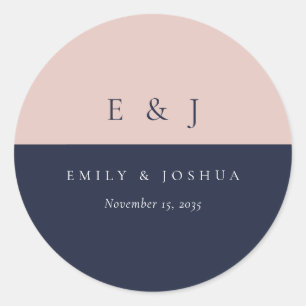Sticker Rond Blush Navy Mariage moderne