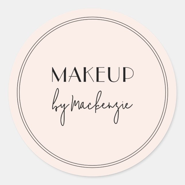 Sticker Rond Blush Pink Black Makeup Salon (Devant)
