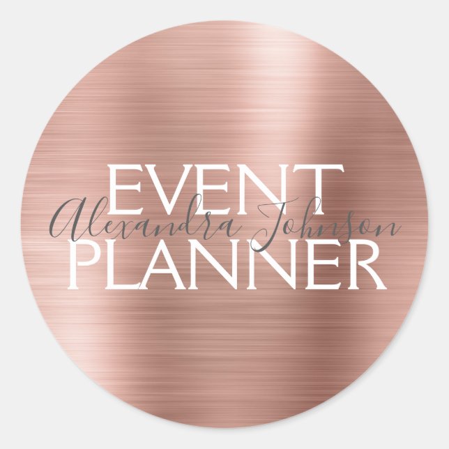 Sticker Rond Blush Pink - Rose Gold Foil Event Planner Seal (Devant)