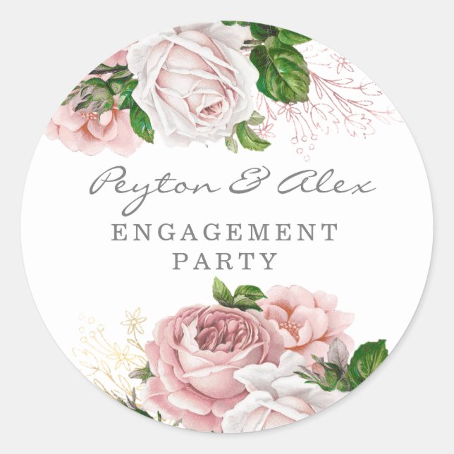 Sticker Rond Blush Rose Dusty Rose Floral (Devant)