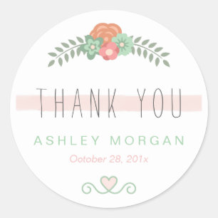 Sticker Rond Blush Rose Floral Chic Mariage Favoriser Merci