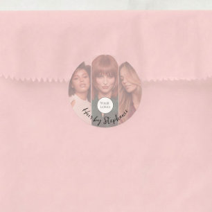 Sticker Rond Blush Rose Logo Script 3 Photo Salon de Coiffure