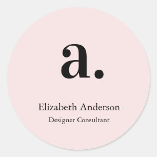 Sticker Rond Blush rose monogramme Moderne Minimaliste Féminin