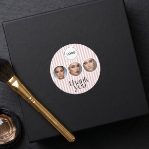 Sticker Rond Blush Rose Rayure 3 Photo MUA Merci Salon