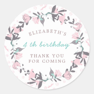 Sticker Rond blush spring fleoral wreath anniversaire merci