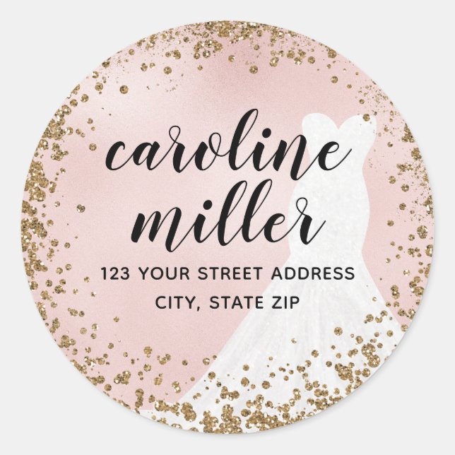 Sticker Rond Blushing Parties scintillant mariée robe Fête des  (Devant)