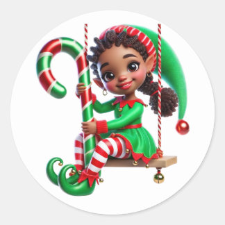 Sticker Rond BMSC Père Noël Petit Helper Elf, V3