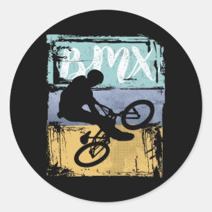 Sticker Rond BMX Tee - Vintage Retro BMX Bike Rider