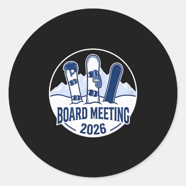 Sticker Rond Board Meeting 2026 Funny Snowboarding Winter Srts  (Devant)