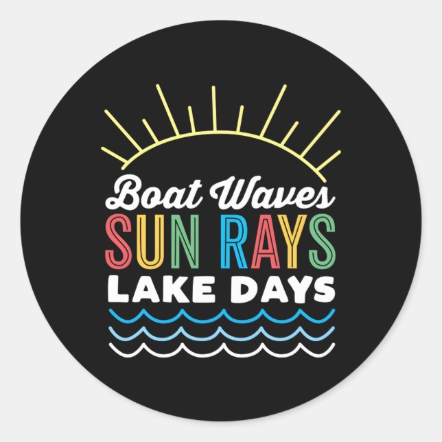 Sticker Rond Boat Waves Sun Rays Lake Day Extérieur (Devant)