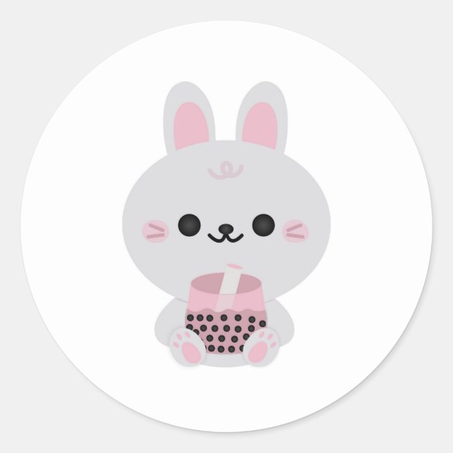 Sticker Rond Boba Bunny rose (Devant)