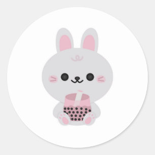 Sticker Rond Boba Bunny rose