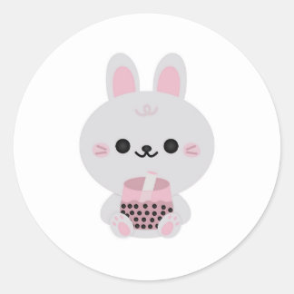 Sticker Rond Boba Bunny rose