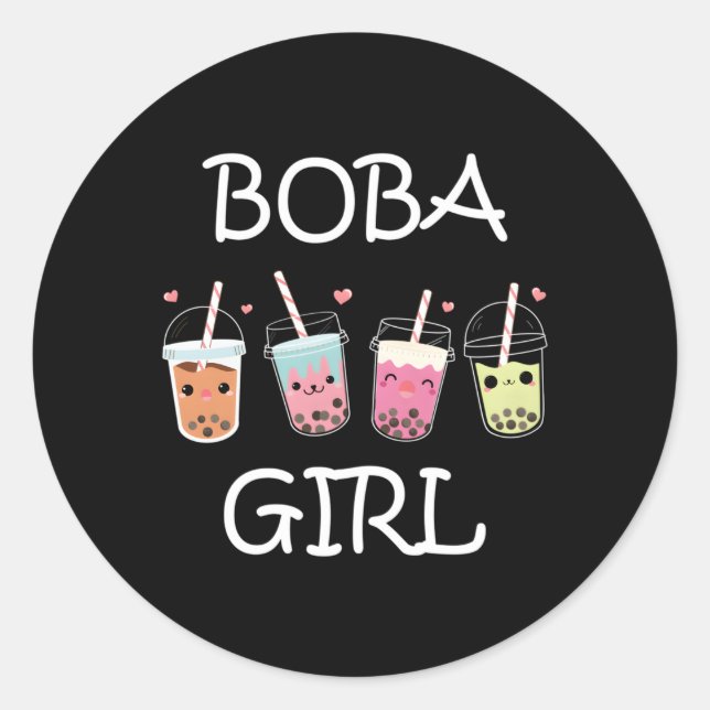 Sticker Rond Boba Kawaii Bubble Tea Ns (Devant)