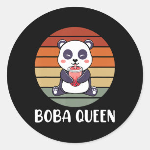 Sticker Rond Boba Queen Buble Tea Japonais Cute Panda Anime Ka