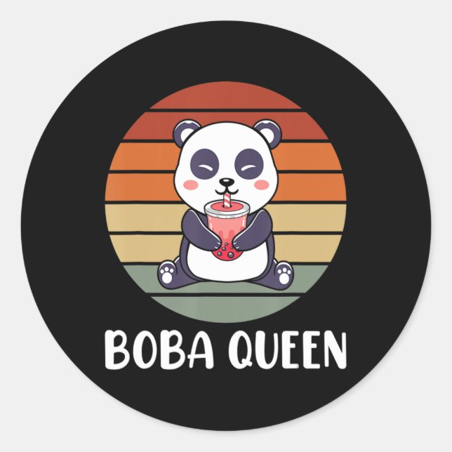 Sticker Rond Boba Queen Buble Tea Japonais Cute Panda Anime Ka (Devant)