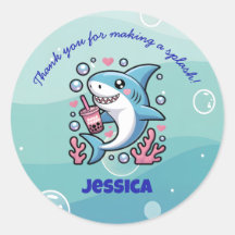 Boba Shark Cute Kawaii Merci rose