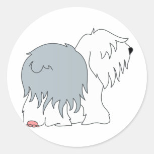 Sticker Rond Bobtail Sheepdog